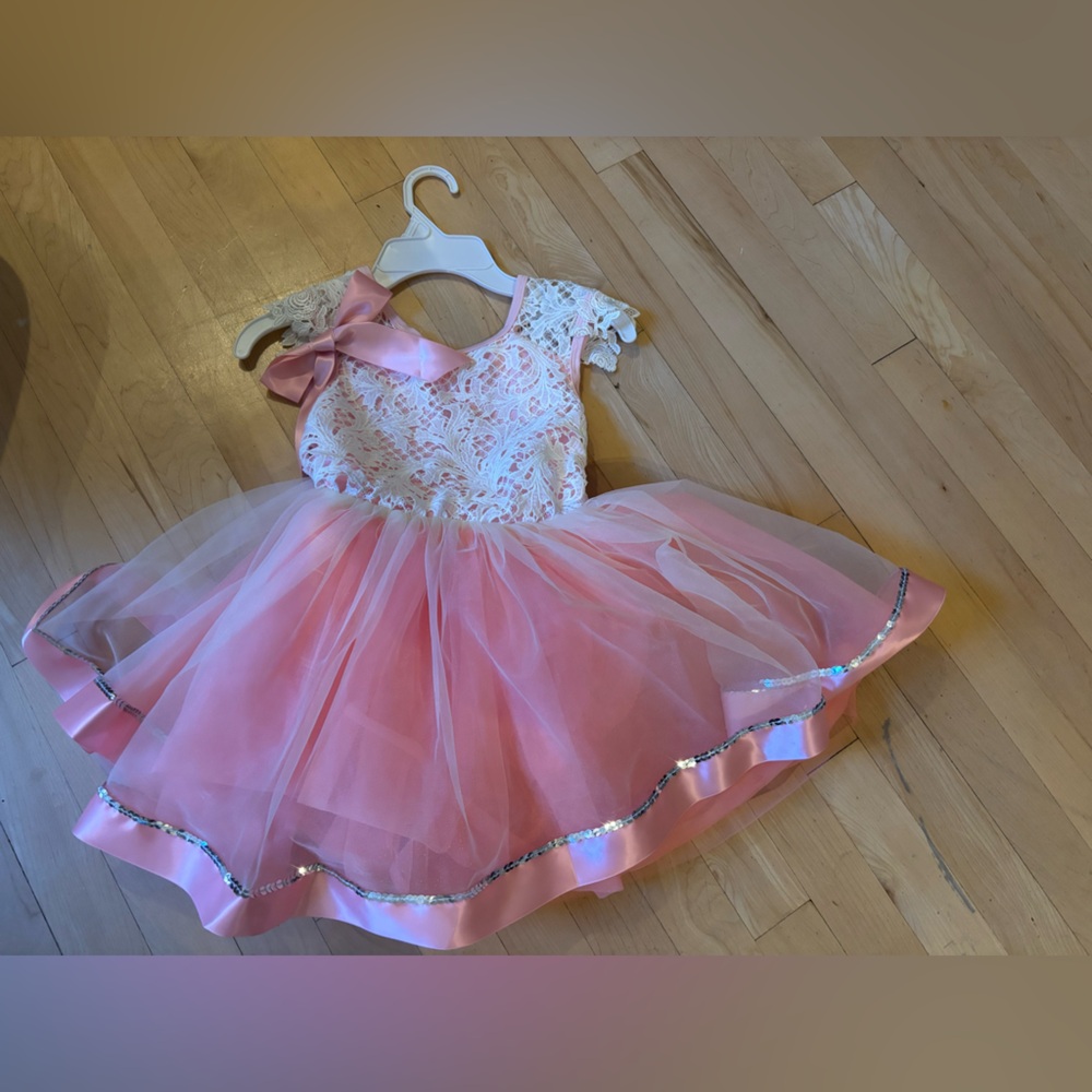 Pink and White Lace Kids Costume Dress